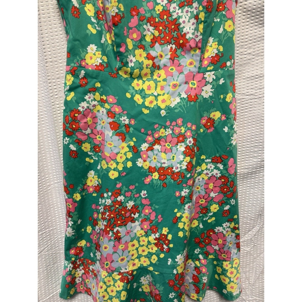 Talbots Women's SZ 2P Floral Sleeveless Fit and Flare Midi Dress‎ Green Pink - Picture 3 of 14
